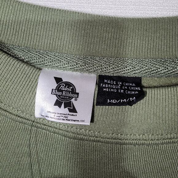 Pabst blue ribbon beer men's medium green sweatshirt - Picture 5 of 6